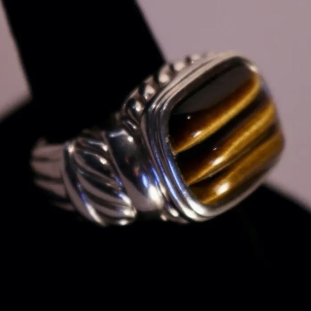 Judith Ripka 925 Sterling Silver Tiger’s Eye Ring,Size 6